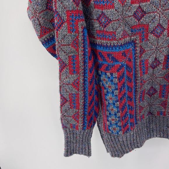 Vintage Crossings wool blend fair isle grandpa crewneck sweater sz M - Picture 4 of 7